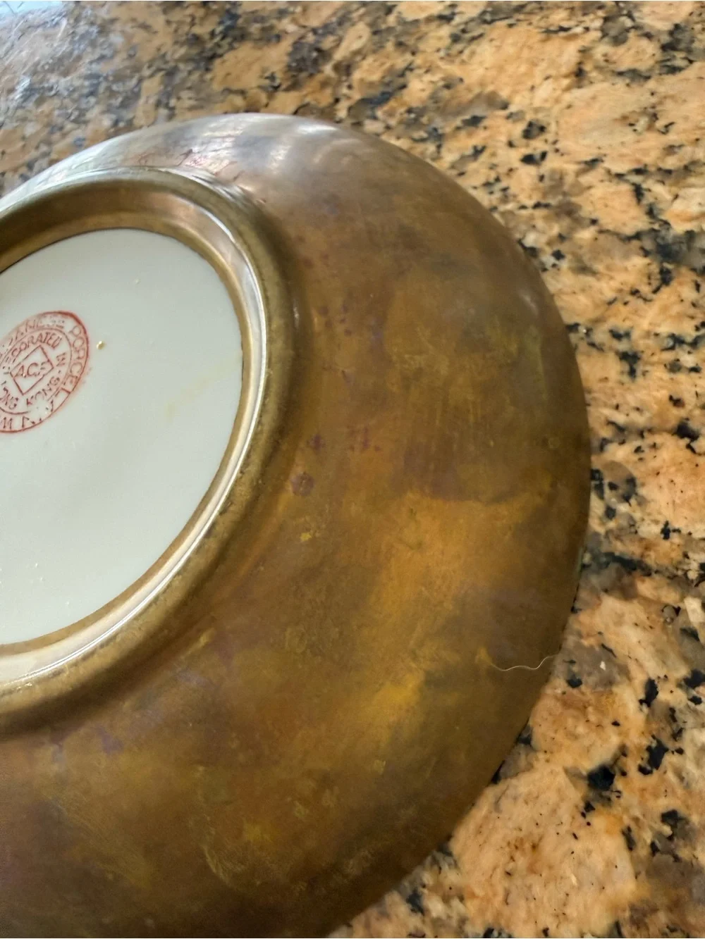 ACF Japanese Porcelain Ware & Brass Vintage Dragon Bowl Plate 1960-1980